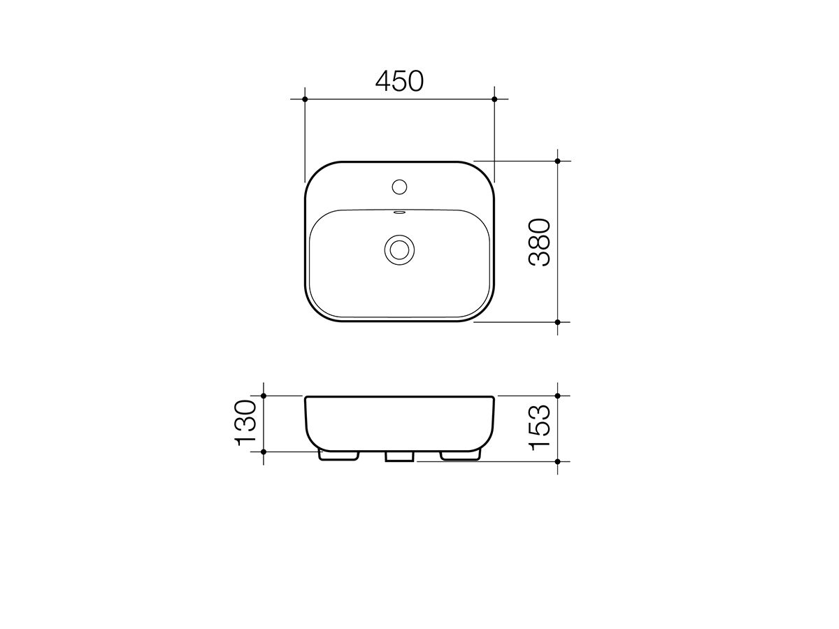 Luna Semi Recessed Basin No Taphole Overflow White