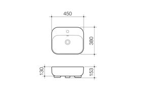 Luna Semi Recessed Basin No Taphole Overflow White