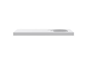 Kado Lussi 1500mm Single Wall Basin Right Hand Bowl with Overflow 1 Taphole Matte White Solid Surface
