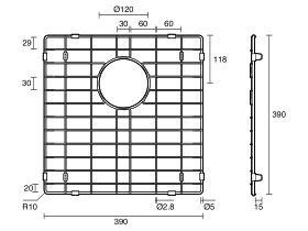 Technical Drawing - Memo Zenna Protector Grid Single Bowl