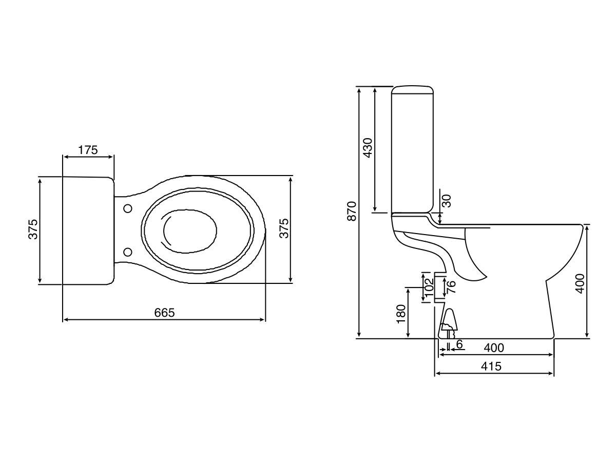 Posh Solus Round Toilet Suite Closed Coupled PTrap with Quick Release