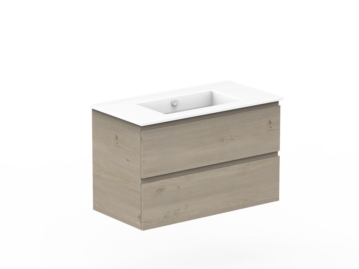 Posh Domaine 900mm Wall Hung Twin Vanity Unit AllDrawer Ceramic Top from Reece