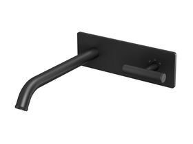 Hero - Milli Etch Progressive Wall Basin / Bath Mixer Tap Set with Square Backplate Matte Black