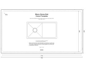 Cut Out Template - Memo Zenna Single Bowl Sink No Taphole with Reversible Drainer Stainless Steel