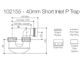 Caroma PVC Short P Trap 40mm