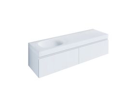 Kado Lussi 1500mm Wall Hung Vanity Unit Single Bowl with Two Soft Close Drawers Satin White Painted Finish