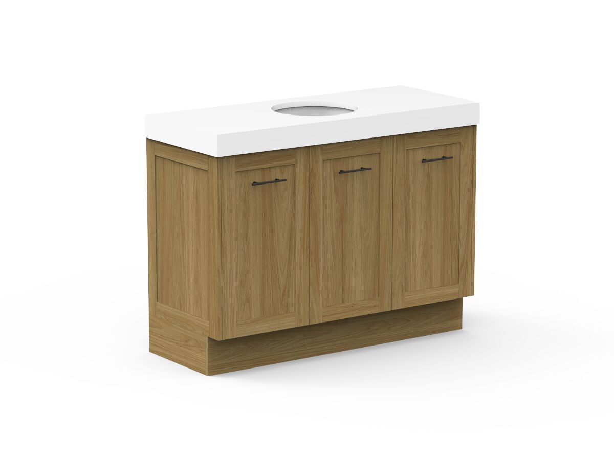 Kado Lux Door Vanity Unit 1200 Floor Mount Centre Bowl Statement Top 3 Doors (No Basin)