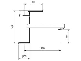 Yeva Basin Mixer with Extended Outlet 160mm Chrome (6 Star)