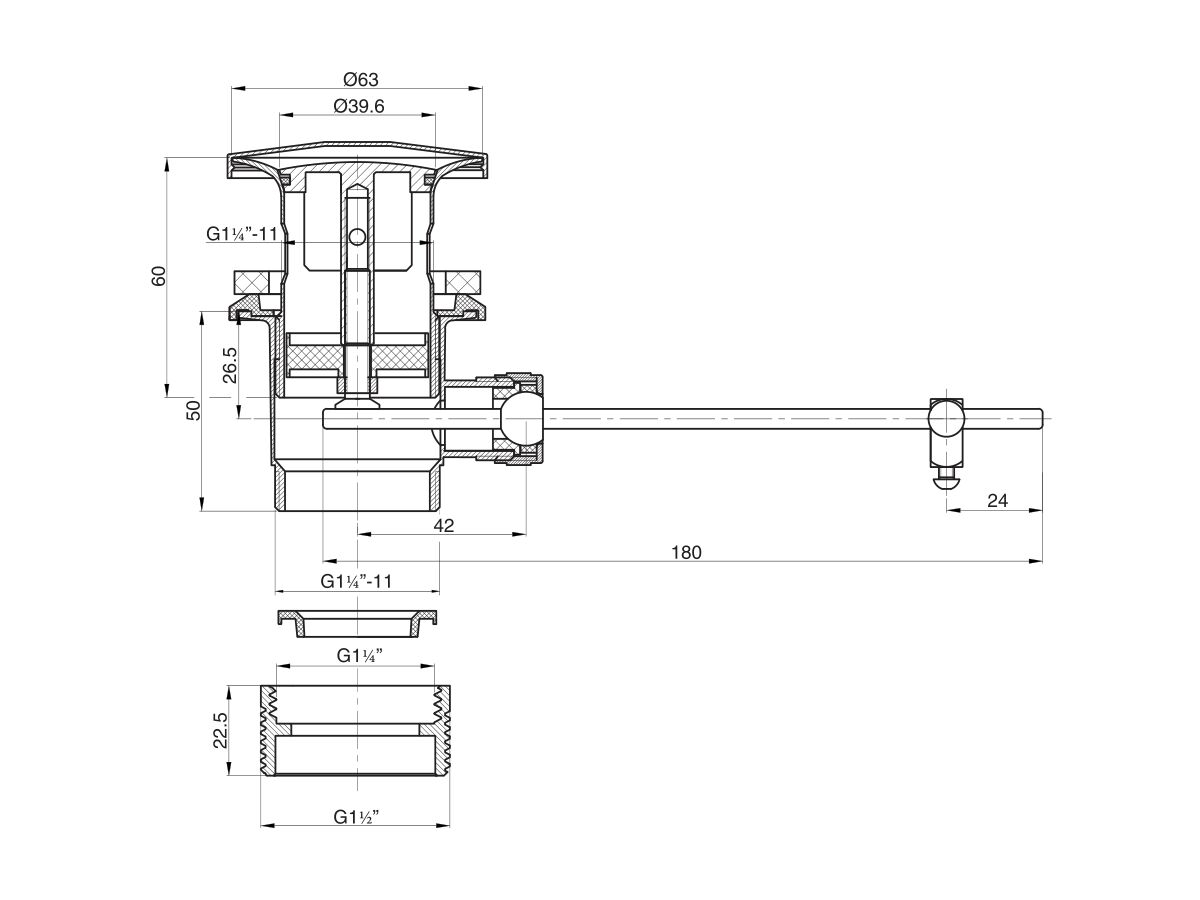 Mizu Drift Bidet/Basin Lever Pop Up Waste 32mm x 40mm Overflow Matte