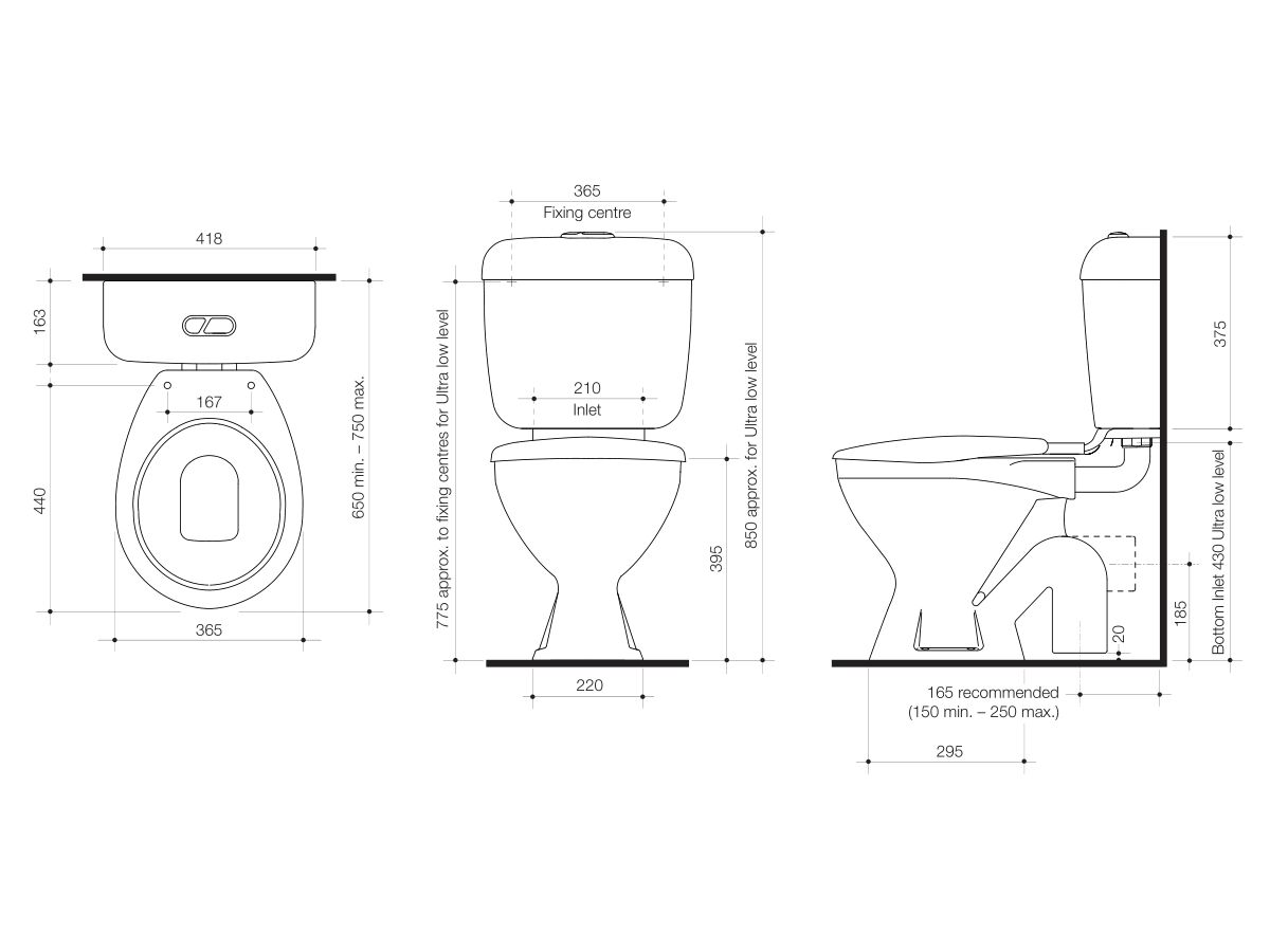 Base Link Toilet Suite P Trap with Seat White (4 Star) from Reece