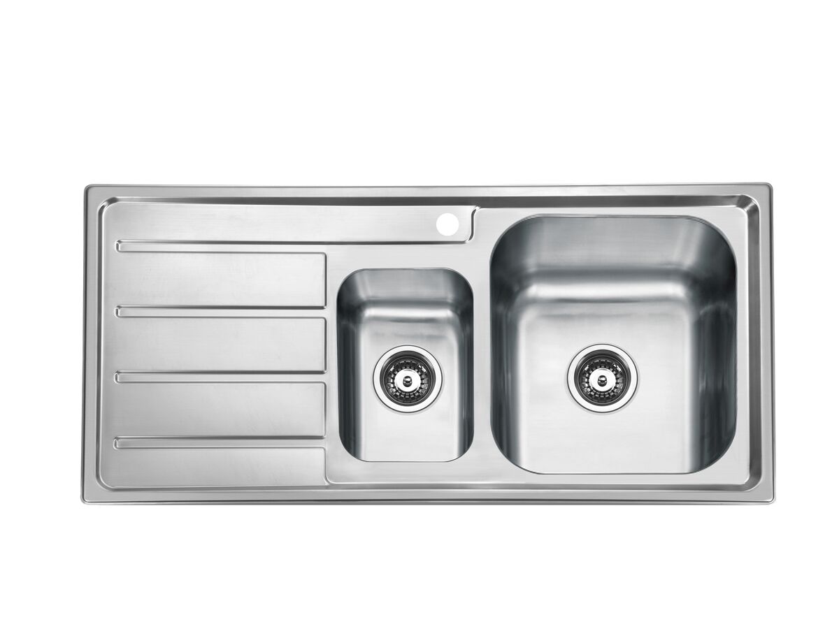 Posh Solus MK3 1 1/3 Bowl Inset Sink, 1 Taphole, Right Hand Bowl Stainless Steel