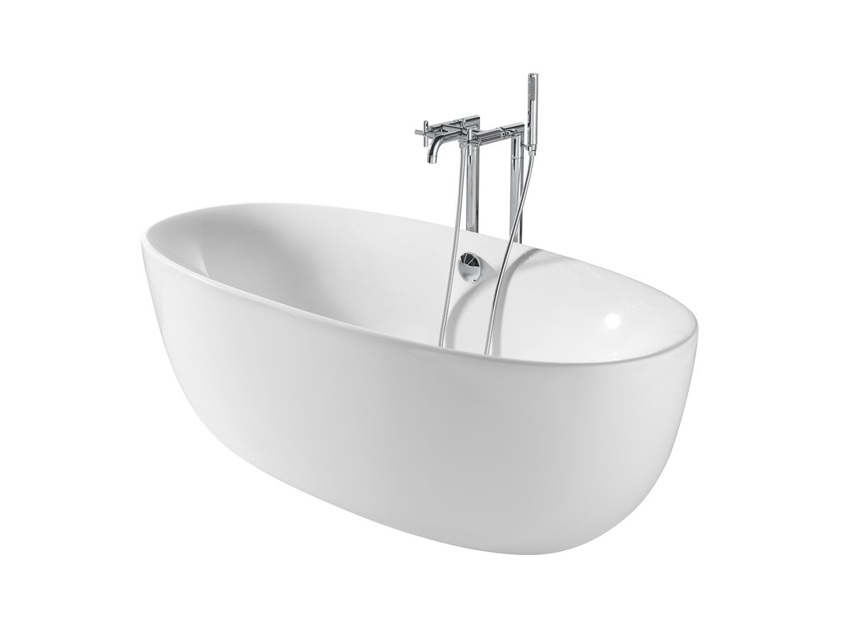 Roca Virginia Freestanding Bath 1700mm with Overflow White/ Chrome from Reece