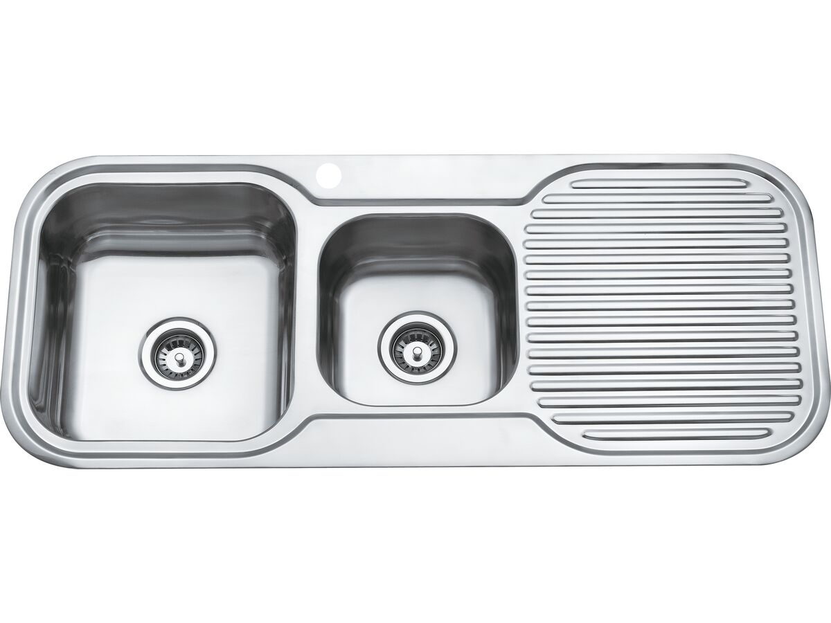 Base MK3 1 & 3/4 Bowl Sink 1 Taphole Left Hand Bowl 1200mm Stainless