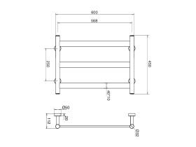 Mizu Stream Non Heated Towel Rail 600mm x 450mm Matte Black