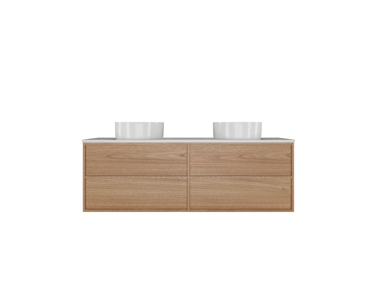 Kado Aspect Wall Hung Vanity Unit 1500mm Double Bowl 4 Drawer Corian 20mm Top