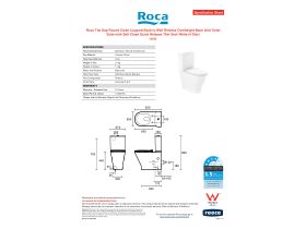 Specification Sheet - Roca The Gap Round Close Coupled Back to Wall Rimless Overheight Back Inlet Toilet Suite with Soft Close Quick Release Thin Seat White (4 Star)