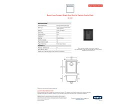 Specification Sheet - Memo Freya Compact Single Bowl Sink No Taphole Granite Black
