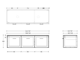 Kado Lux All Door 1500mm Double Bowl Wall Hung