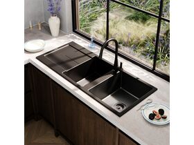 In Situ - Memo Freya 1 3/4 Sink 1 Taphole Right Hand Bowl with Drainer Granite Black