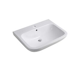 Wolfen Wall Basin Only 600 x 480mm with Overflow 1 Taphole White