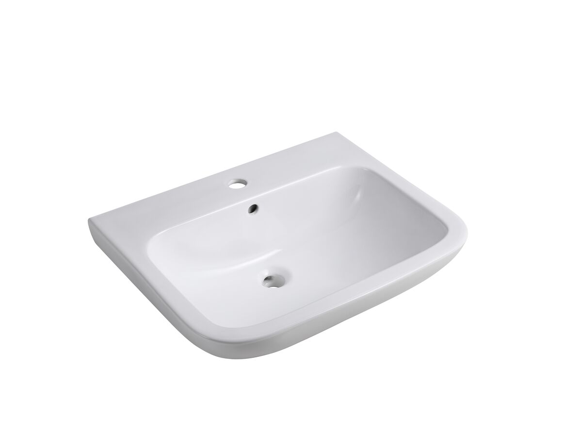 Wolfen Wall Basin Only 600 x 480 x 205mm with Overflow 1 Taphole White