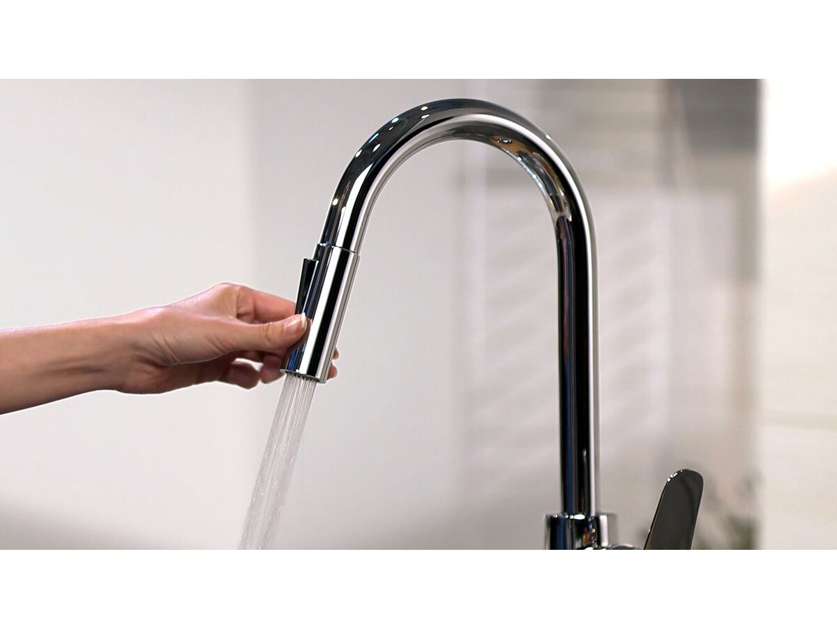 Focus Kitchen Mixer with Pullout Spray Stainless Steel Optic