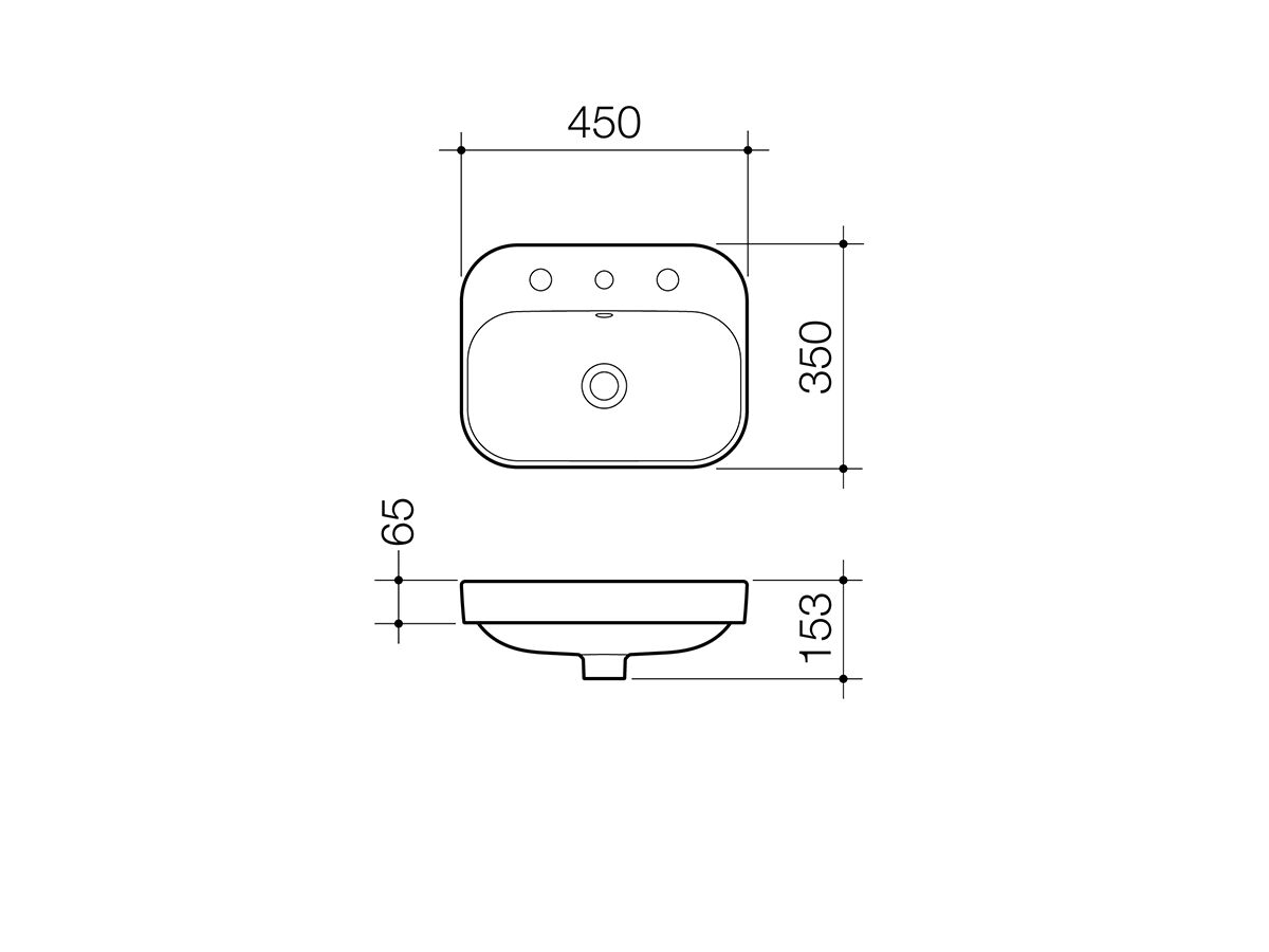 Luna Inset Basin One Taphole Overflow White