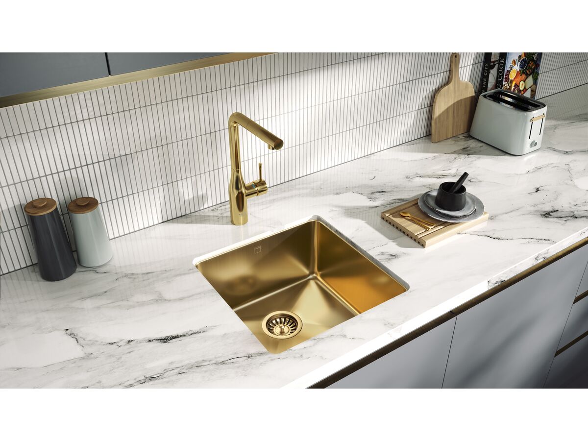 Memo Zenna Single Bowl Sink Nanoplated Gold from Reece