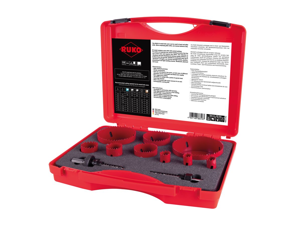 Ruko 11 Piece Plumbers Hole Saw Set from Reece