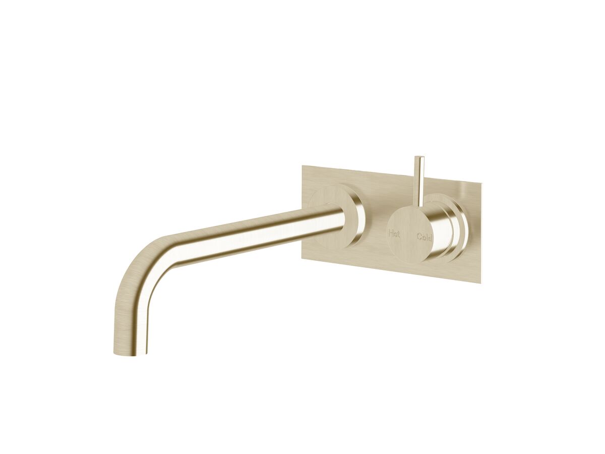 Scala 25mm Curved Bath Mixer Tap Outlet System Right Hand 250mm Outlet LUX PVD Brushed Platinum Gold
