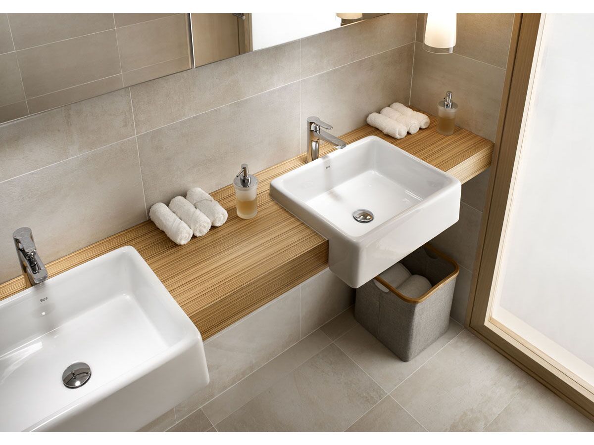 Roca Easy Semi Recessed Basin 480mm x 380mm No Taphole White from Reece