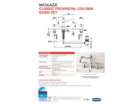 Specification Sheet - Classic Provincial Column Basin Set (4 Star)