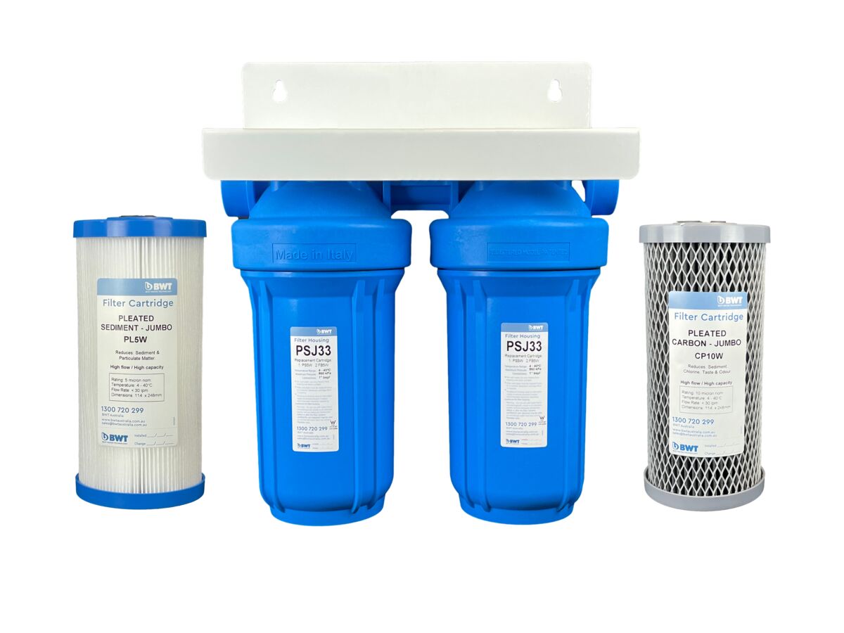 BWT Twin 10" Jumbo Housing with Cartridges for Mains Water Filtration