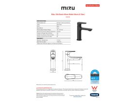 Specification Sheet - Mizu Silk Basin Mixer Matte Black (6 Star)