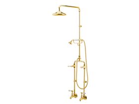 Kado Classic Exposed Telephone Style Bath/ Shower Set Lever Porcelain Brass Gold