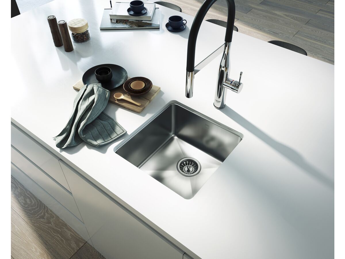 Memo Hugo Single Bowl Sink No Taphole Stainless Steel from Reece