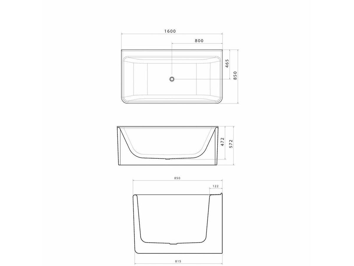 Caroma Cube Back To Wall FreestandingBath 1600 White from Reece
