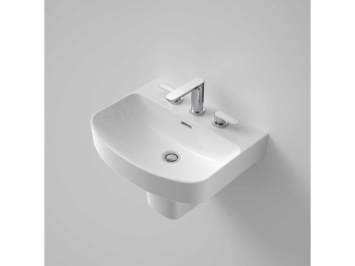 Caroma Forma 500mm Wall Basin 3 Taphole with Overflow