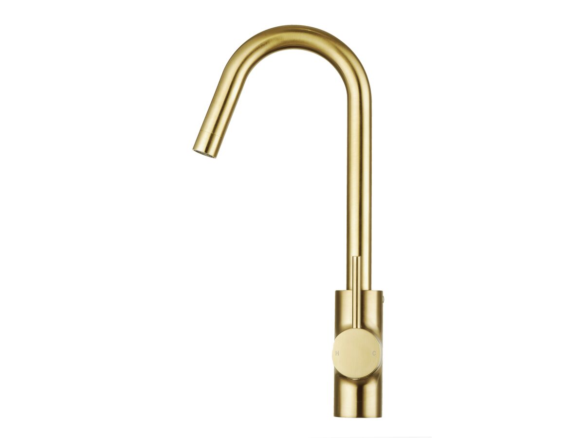 Mizu Drift MK2 Gooseneck Sink Mixer Tap Brushed Brass (4 Star) from Reece