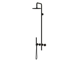 Milli Pure Progressive Shower Mixer Tap Column System with Handshower 250mm Right Hand and Cirque Textured Handles Matte Black (3 Star)