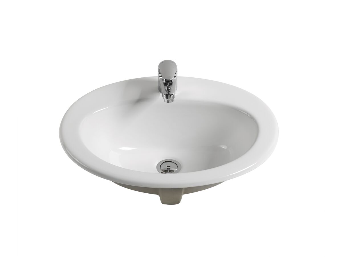 Base Vanity Basin with Front Overflow 1 Taphole 540 x 445mm White from
