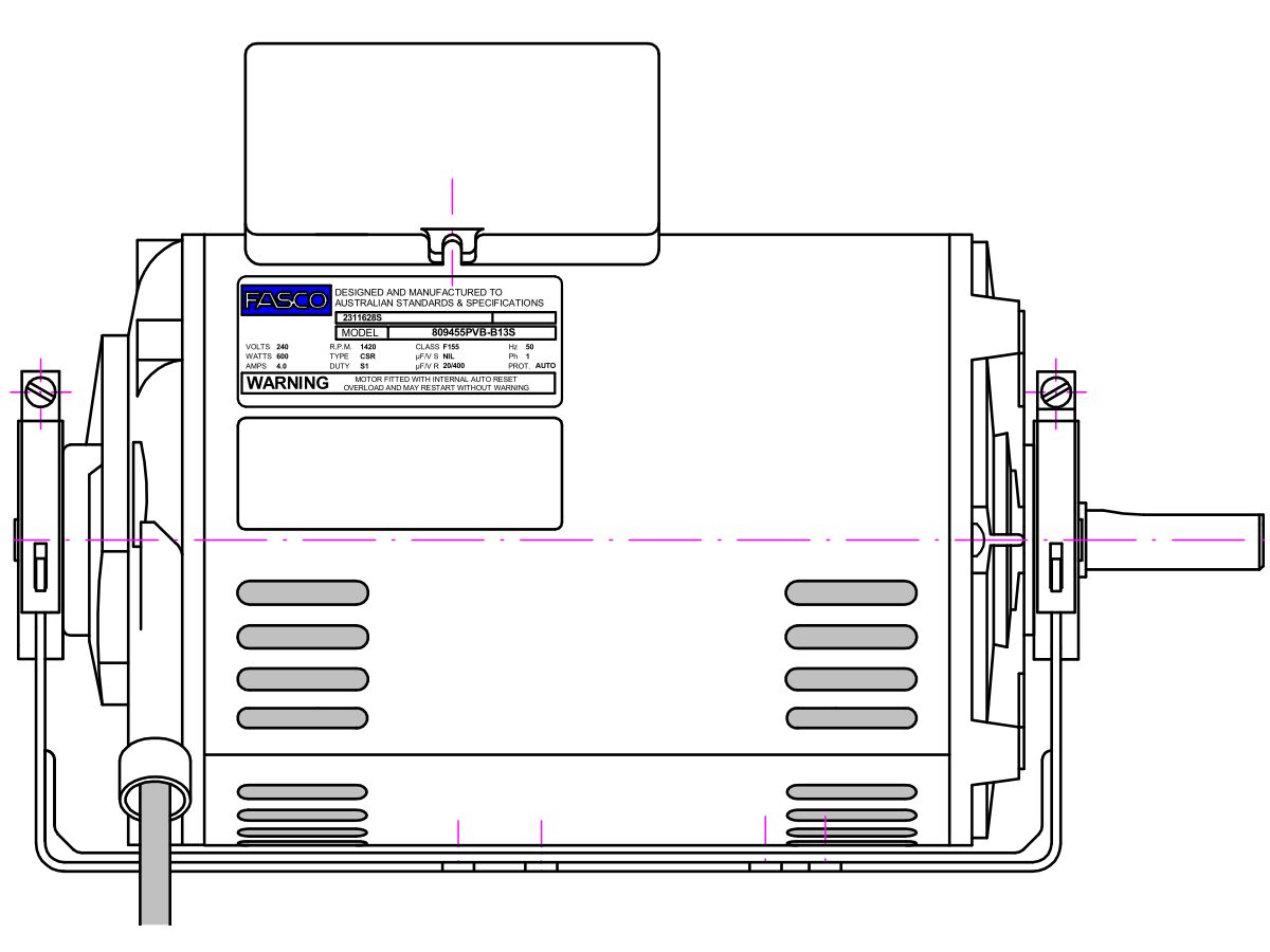 Fasco Fan Motor 240V 600W 809455PVB-B13S