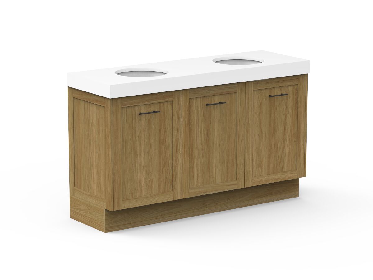 Kado Lux Door Vanity Unit 1500 Floor Mount Centre Bowl Statement Top 3 Doors (No Basin)