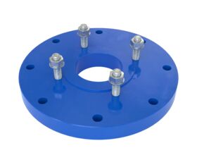Dimax Mild Steel Offtake Flange PN16 B7 (B5) Fusion Coated DN 200mm x DN 100mm Central Offtake Complete with 4 x High Tensile Grade 8.8 M16 Studs, Nuts And Washers