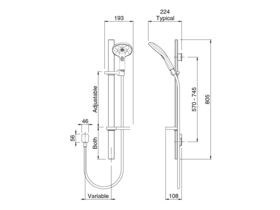Satinjet Escape MK2 Rail Shower Chrome (3 Star)
