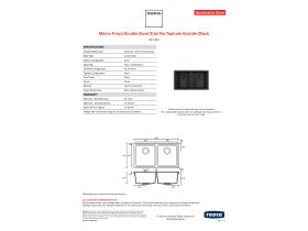 Specification Sheet - Memo Freya Double Bowl Sink No Taphole Granite Black