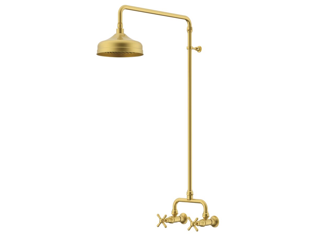 Milli Monument Edit Exposed Shower Set Cross Handles Brushed Gold (3 Star)