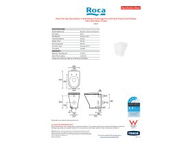 Specification Sheet - Roca The Gap Round Back to Wall Rimless Overheight Pan with Soft Close Quick Release Thick Seat White (4 Star)