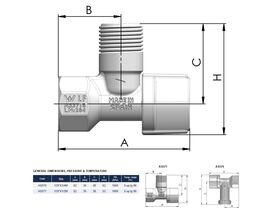 Arco Right Angle Ball Valve Mini Stop with Non Return Check Chrome 15mm Lead Free