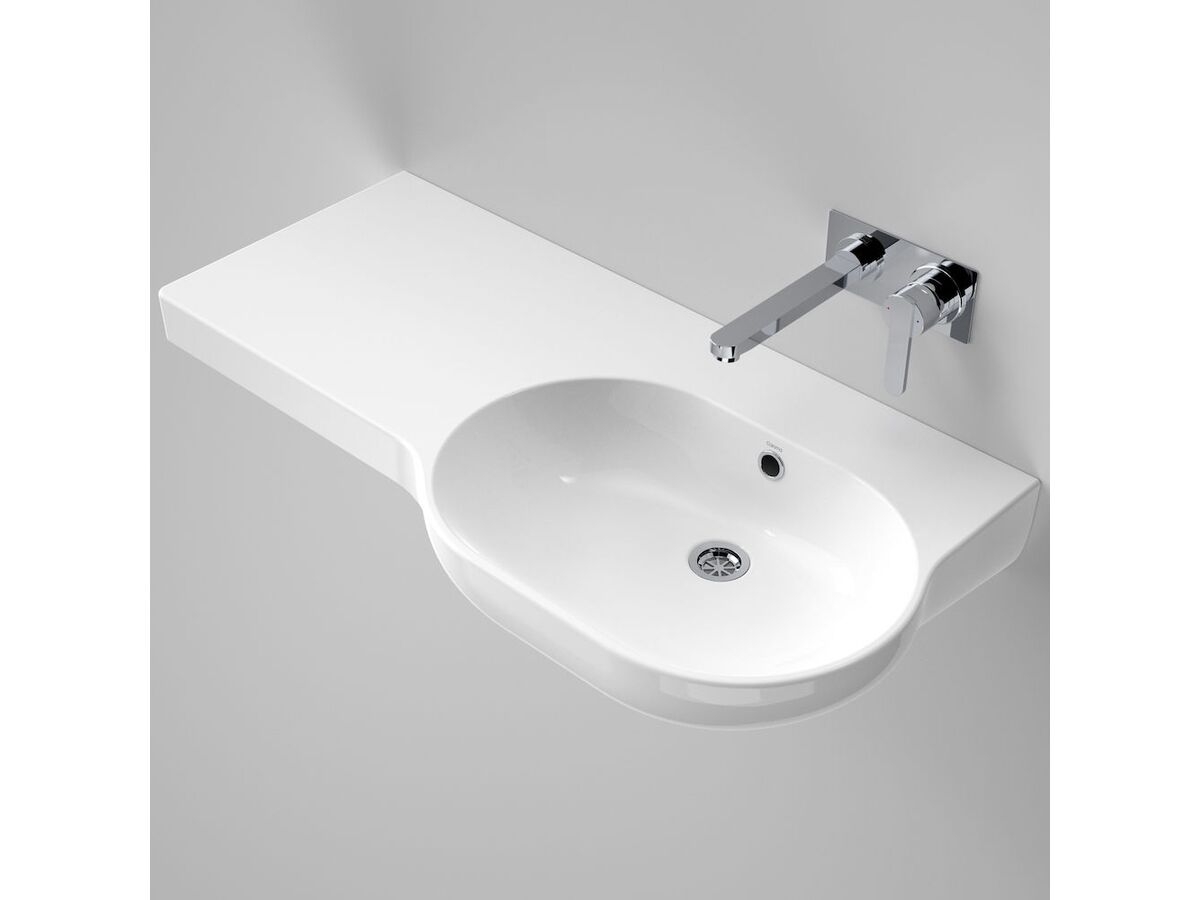 Caroma Opal Wall Basin Left Hand Shelf without Overflow No Taphole 920mm White